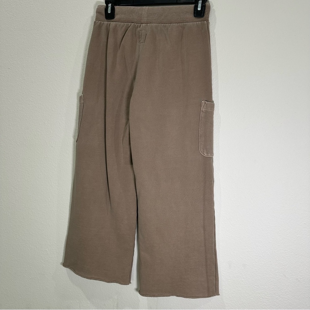 NSF Clothing Jayla Cropped Wide-Leg Cotton Sweatpants Elastic Drawstring Pockets - Picture 4 of 10
